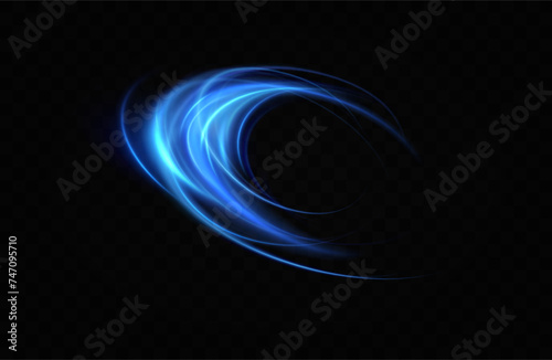 Blue neon ring. Glowing circle. Glow effect. Round light frame. abstract light lines of movement and speedAbstract light lines of movement and speed. light blue ellipse.