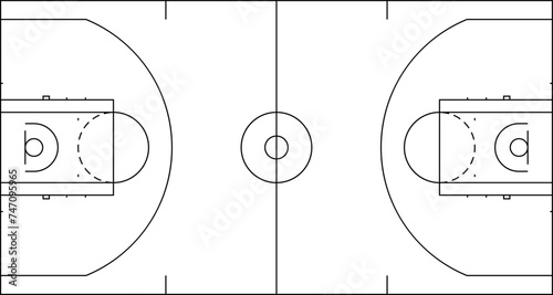 Basketball court icon, basketball court dimensions lines, Basketball court markup, basket field vector illustration