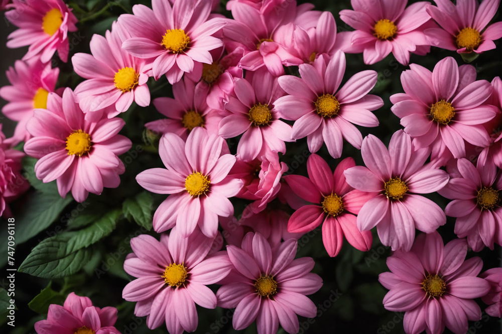 Beautiful pink flowers background, top view Beautiful pink flowers background, top view