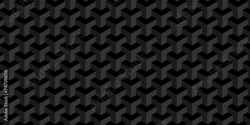  Minimal modern cubes geometric tile and mosaic wall grid backdrop hexagon technology wallpaper background. black and gray geometric block cube structure backdrop grid triangle texture vintage design © MdLothfor