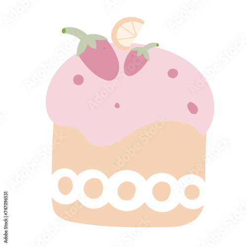 Easter Multicolored cake. Vector set in flat style. Element for poster, flyer, postcard, cover, advertising design.
