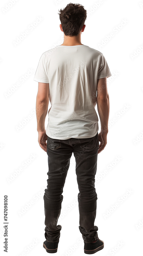 Back view of young casual man, isolated on transparent background Back view of young casual man, isolated on transparent background