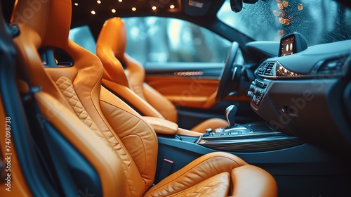 Luxury Car Interior with Elegant Leather Seats © Raad