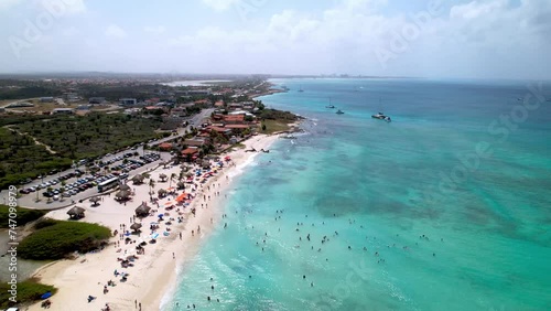 Malmok Beach Aruba aerial push in photo