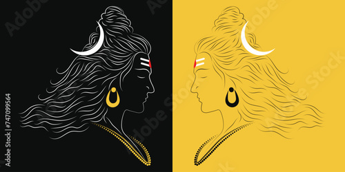 Lord shiva dotted line art vector 