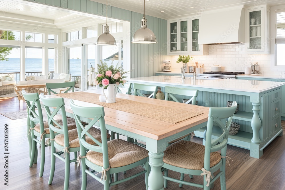 Mint Dining Chairs: Coastal-Inspired Kitchen Interiors with a Seaside Feel
