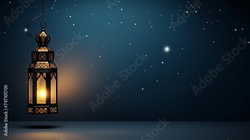 A Ramadan Greeting card template with traditional lamp
