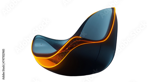  A sleek, minimalist chair with futuristic contours, accented with LED lighting for a modern touch, Transparent background