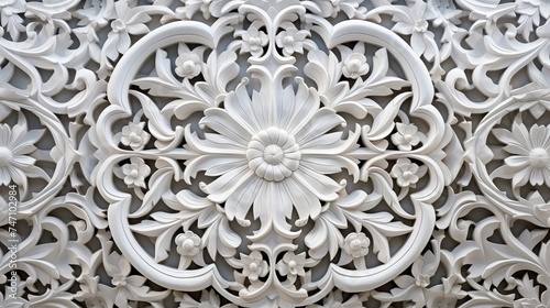 Closeup of a wall of white with islamic ornament