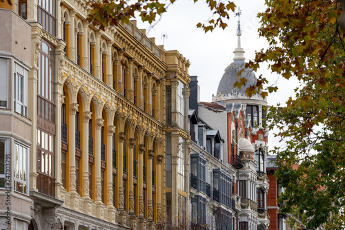 Historic buildings in Recoletos street in the old town of the city of Valladolid. Castilla y Leon, Spain photo