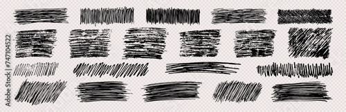 Set of rectangle scribble smears drawn with pen