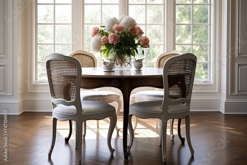 French Provincial Dining Room Designs: Round Table with a Minimalist Touch photo