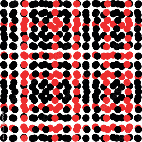 Dense mass with big red and black dots