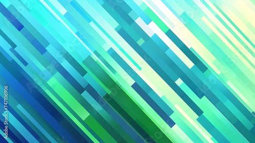 An abstract background with diagonal striped gradients in shades of blue and green, resembling a calm ocean at sunset