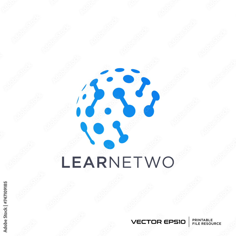 Abstract globe dots, technology logo vector illustration