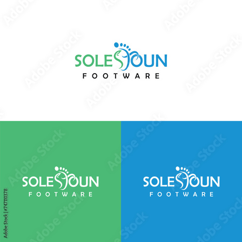 Solestoun Organic Footware Wordmark Foot Shoe Brand Logo Design 