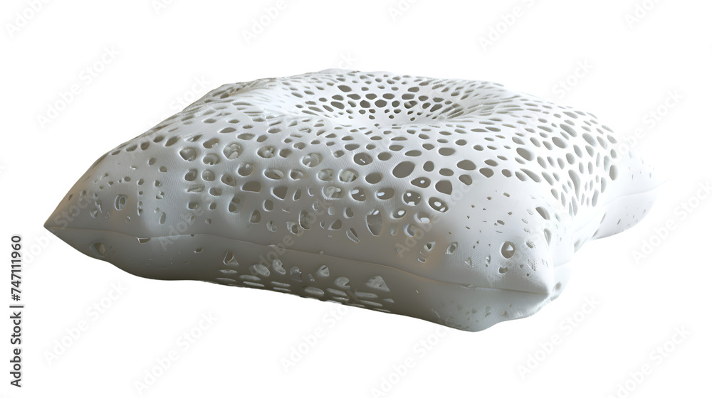 Obraz premium A modern cushion featuring a sophisticated lace-like motif, placed elegantly on a sleek, Transparent background
