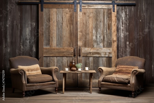 Rustic Barn Door Backdrop: Home Interiors Lounge Design Inspirations