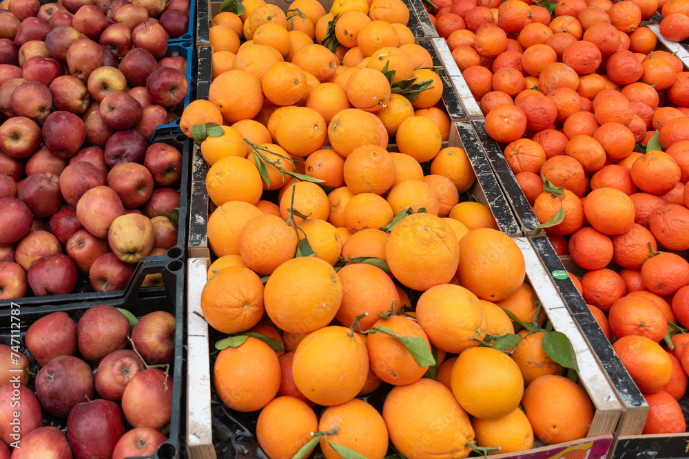 Fruit market background. Food bazaar background