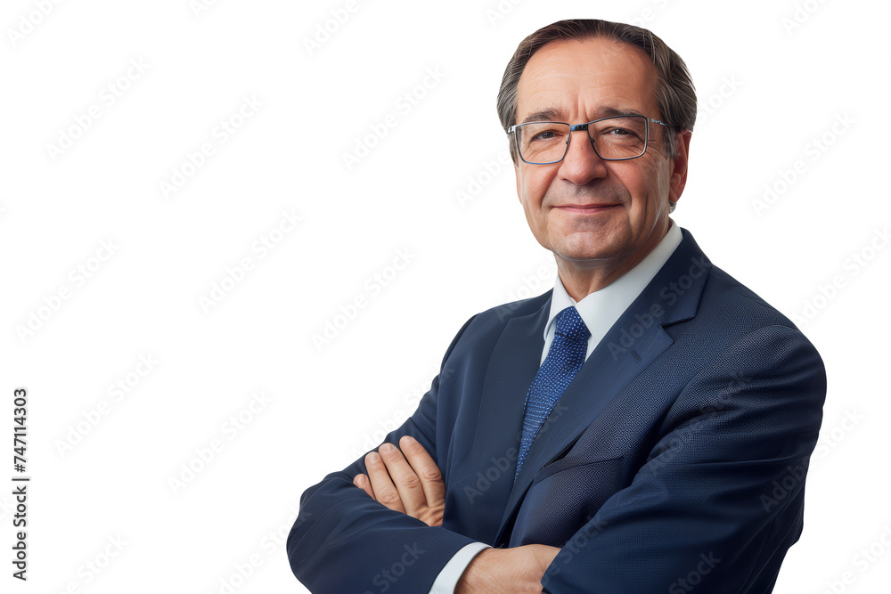 Senior Business Executive with Folded Arms on White Background Senior Business Executive with Folded Arms on White Background