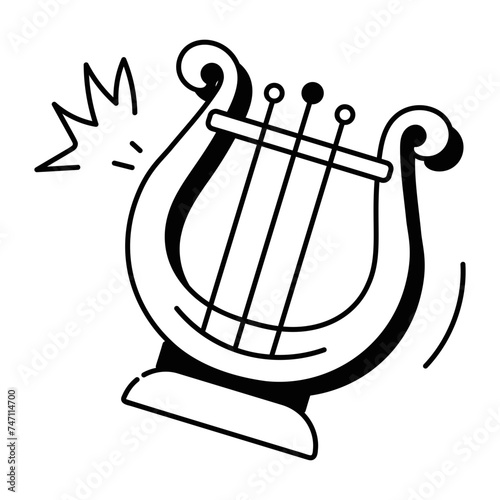 Customizable line icon of a lyre 