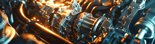 Create a professional auto mechanic inspecting a car engine in a realistic 3D animation