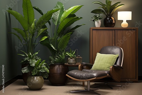 Contemporary Tropical Plant Corners: A Stylish Home Office Decor Collection