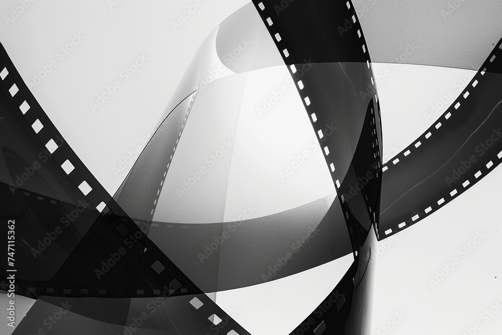Timeless Elegance: Classic Film Strips with Transparency and Lightness on Plain Background