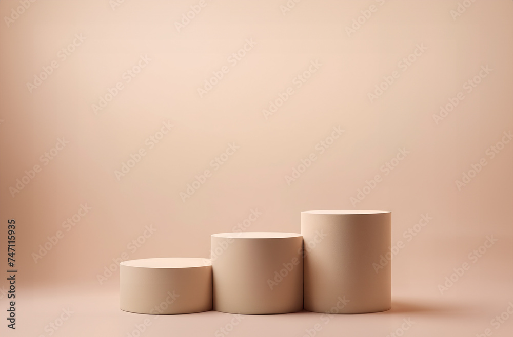 Podium product display scene with light and shadow in soft beige pastel background. Product display podium and business concept. Podium product display scene with light and shadow in soft beige pastel background. Product display podium and business concept.