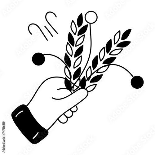 A doodle style icon depicting wheat 