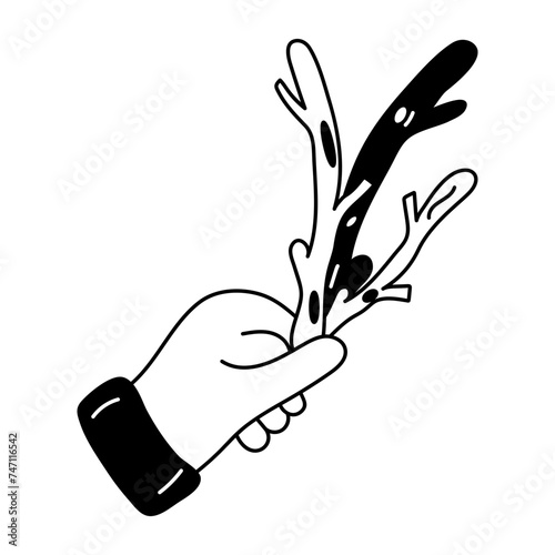 Trendy doodle icon depicting twigs 