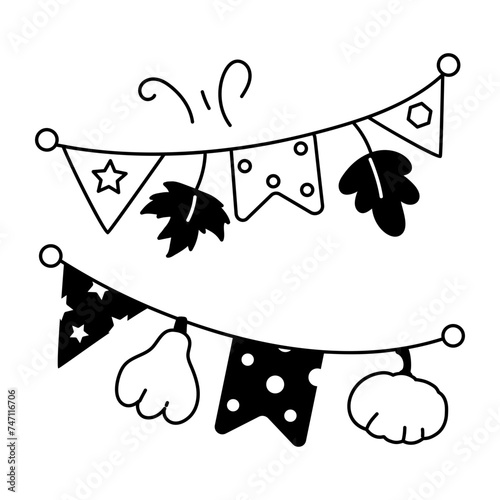 A well-designed glyph icon of autumn garlands 