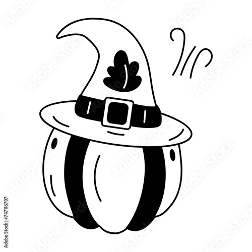 Check out glyph icon of witch pumpkin 