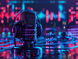 Generative AI transforming podcast production, creating engaging content with synthesized voices and soundscapes