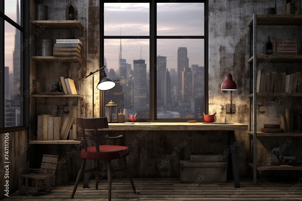 Urban Industrial Office Design Board: Modern Wall Art Poster for Home Office