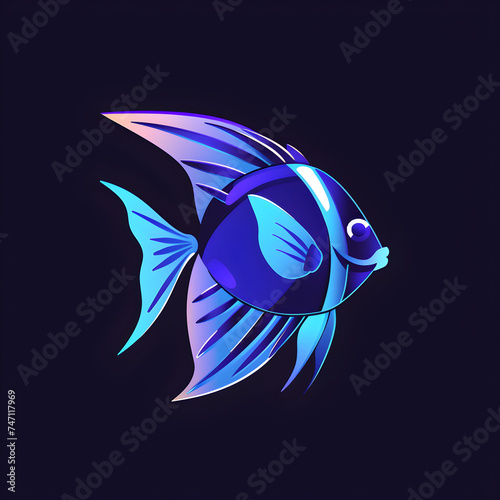 Flat vector illustration logo of Angelfish  photo