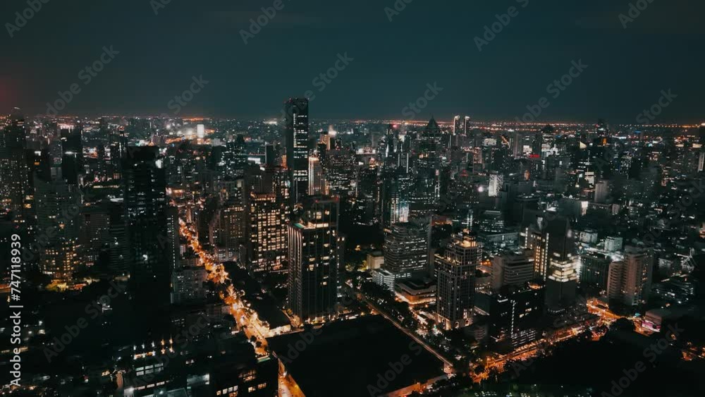 Aerial shots of Bangkok, a modern metropolis with skyscrapers.The scene shows vivid representation of the pulse and rhythm of a modern city as well as its busy life. Aerial shots of Bangkok, a modern metropolis with skyscrapers.The scene shows vivid representation of the pulse and rhythm of a modern city as well as its busy life.