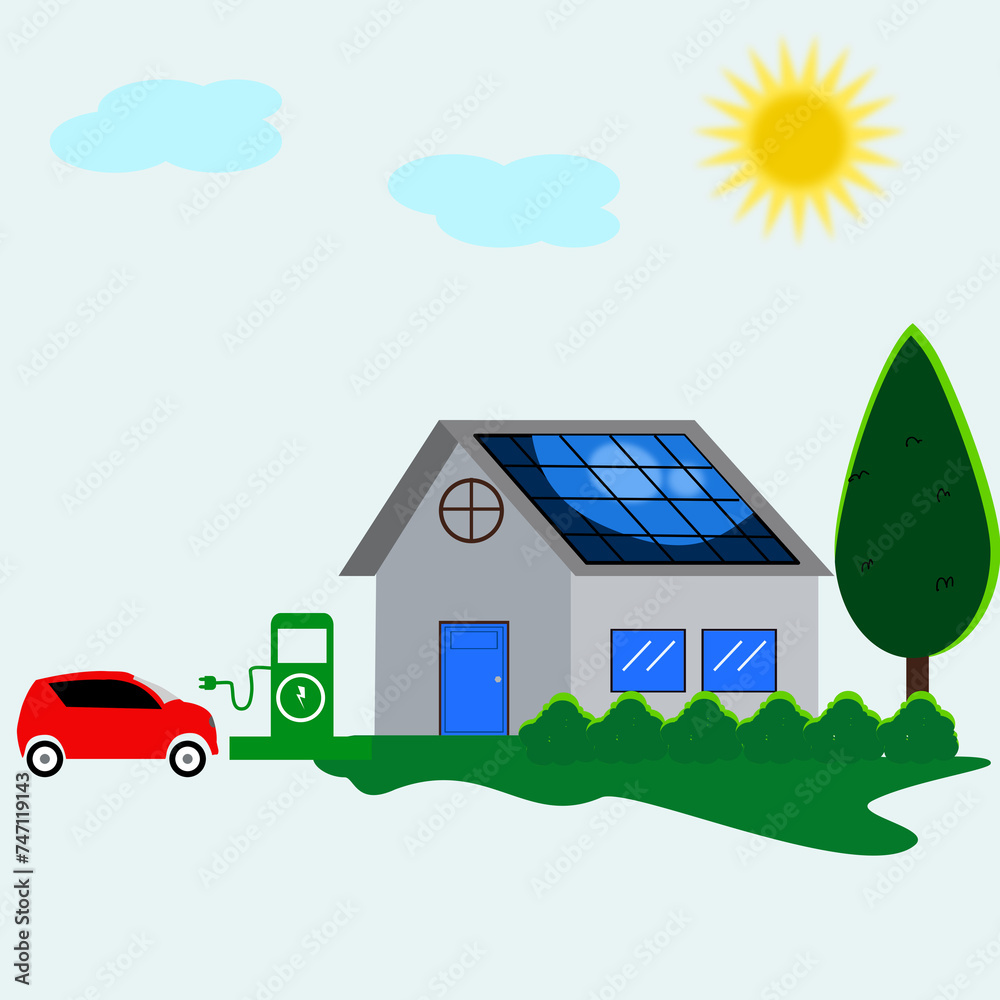 Energy Conscious Design Illustration. Eco House Energy Conscious Design Illustration. Eco House