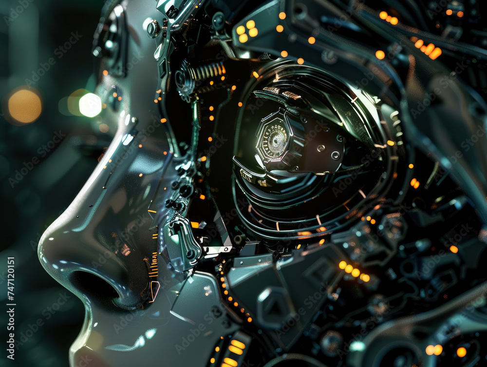 Fototapeta premium Visual representation of AI developing scripts for movies, a close-up on the fusion of technology and creativity