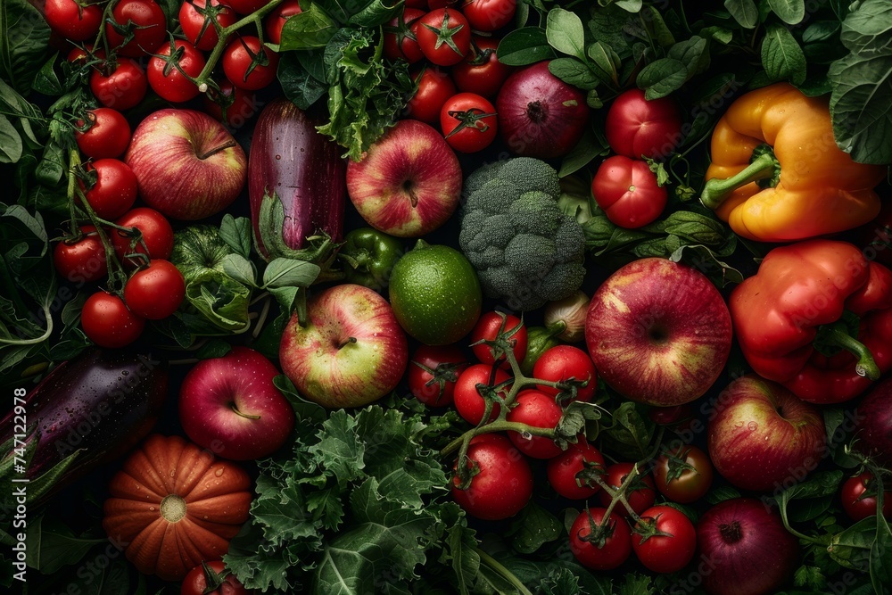 Arranged on a dark wooden table are a variety of green vegetables, including spinach, basil, broccoli, and tomatoes, highlighting healthy eating. Arranged on a dark wooden table are a variety of green vegetables, including spinach, basil, broccoli, and tomatoes, highlighting healthy eating.