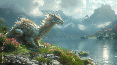 fantasy magic dragon with natural background © Adja Atmaja