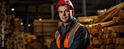 Worker pose in timber background at the night.