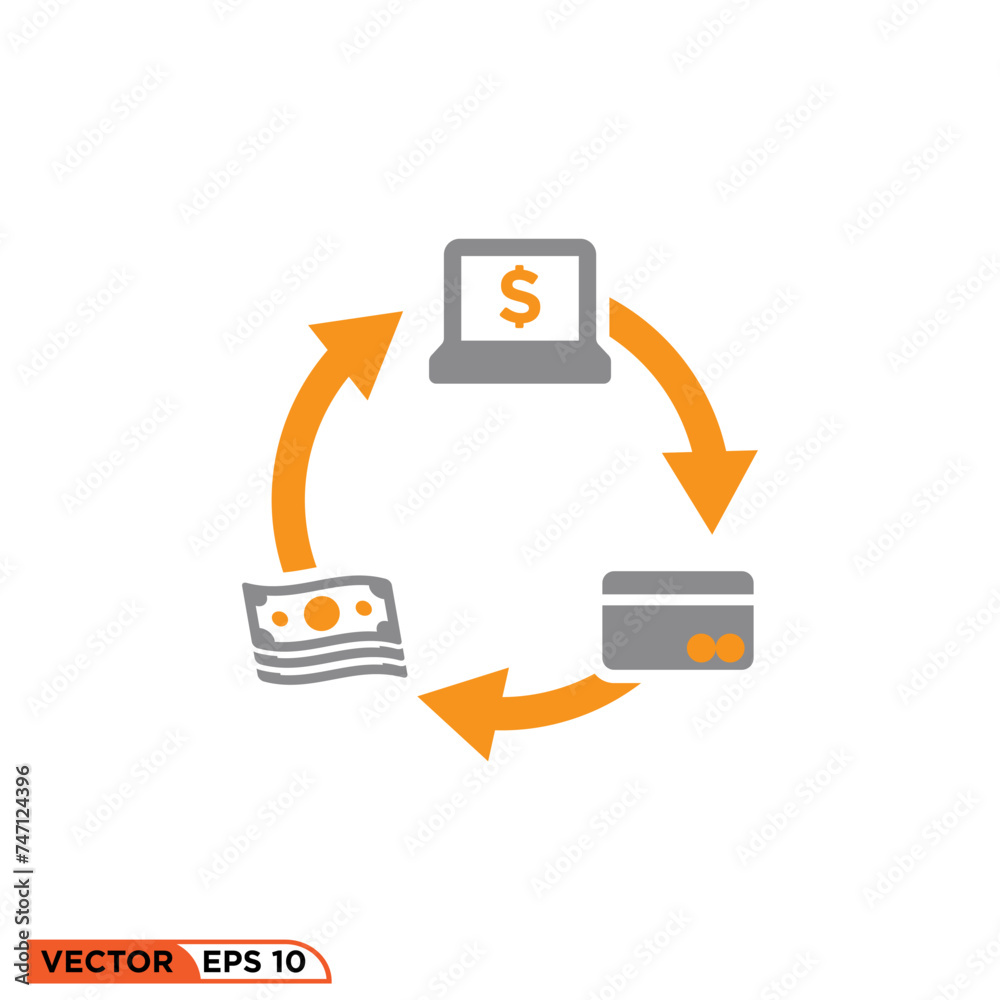 Financial flow flat icon design vector graphic of template, sign and symbol 