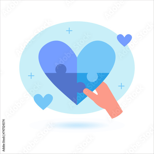 Mental illness therapy. Character take care of mentality and learn self accepting. Mental health and psychotherapy concept. Vector illustration.
