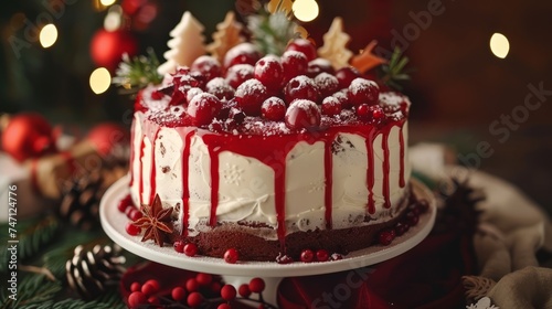 Delicious Christmas cake, festive holiday treat
