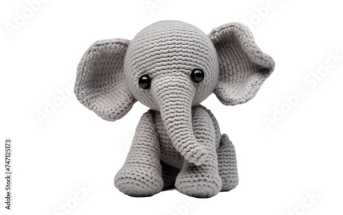 Elephant Stuffed Animal. A realistic elephant stuffed animal is creating a simple yet charming scene. Isolated on a Transparent Background PNG.