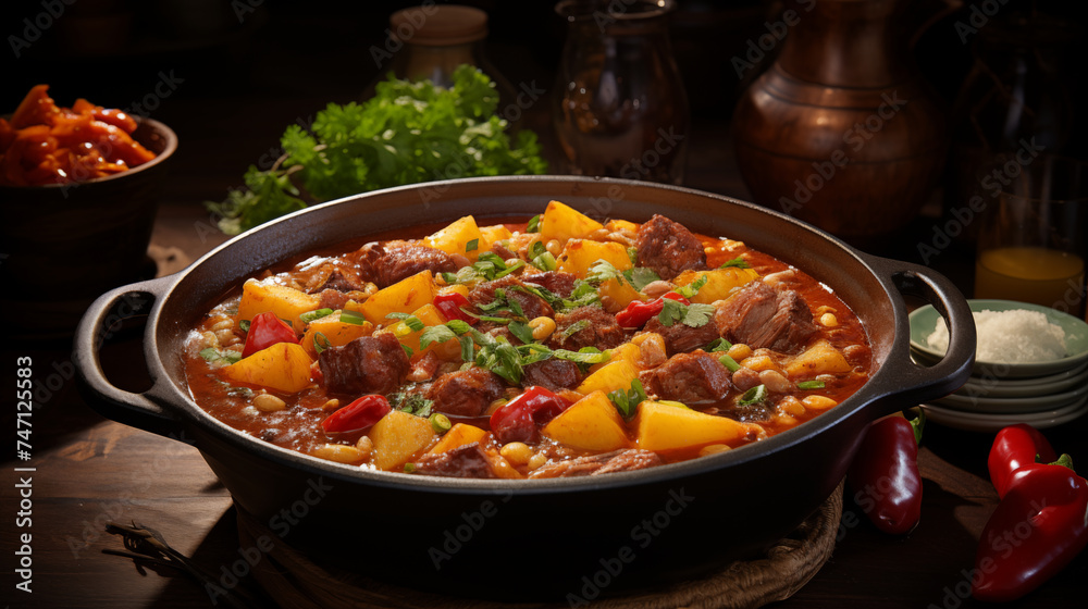 Locro Stew: Authentic Latin American Cuisine in Rustic Food Photography