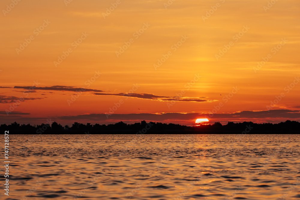 Beautiful sunset at the Danube Delta, Romania