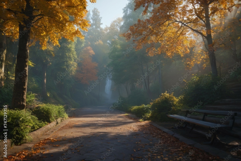 Obraz premium Fall Foliage: Tranquil Pathway