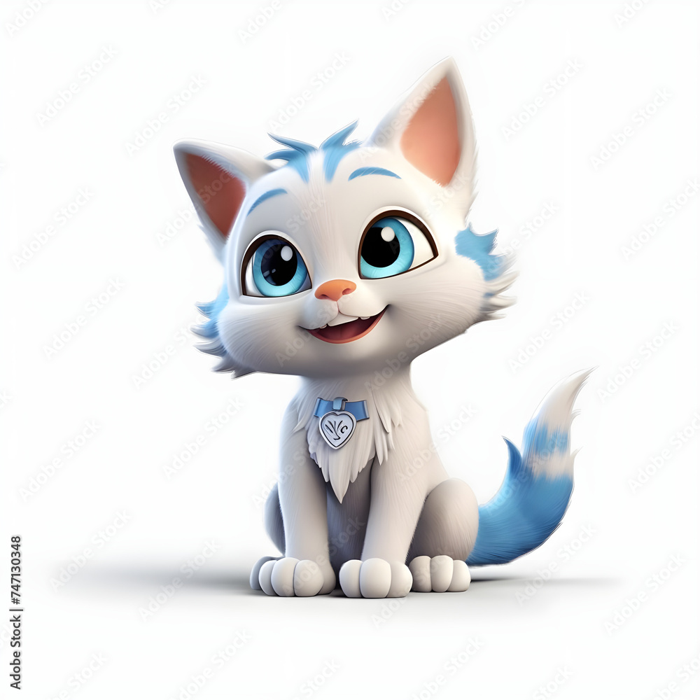 realistic 3d cartoon character of cat